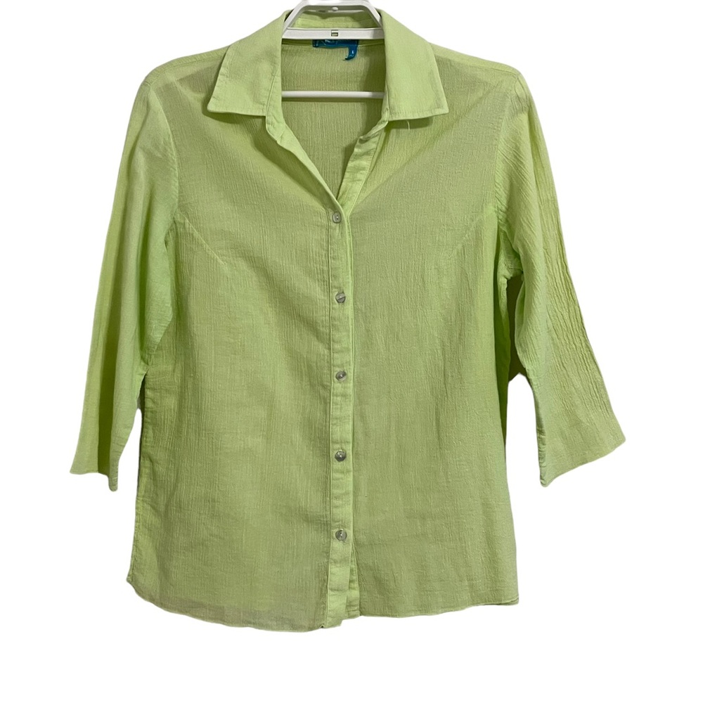 Fresh Produce 3/4 Sleeve Button Down Cotton Shirt - Picture 1 of 8